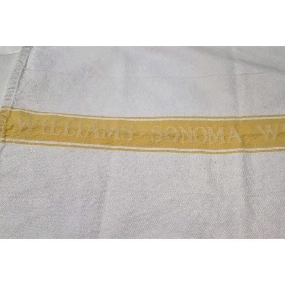 Williams Sonoma Classic Kitchen Tea Towel Yellow & White Logo Waffle 23